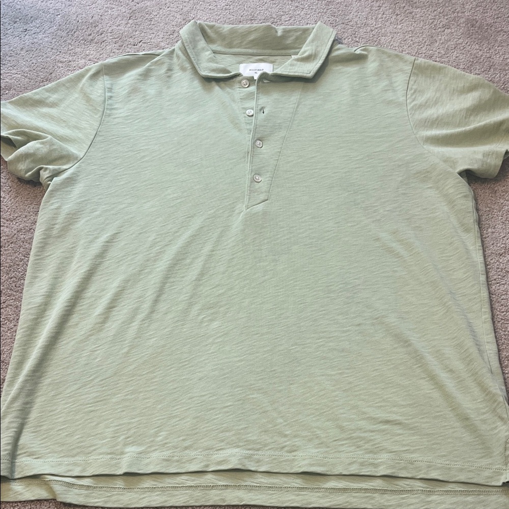 Billy Reid light Green Short-Sleeve Polo 100% organic pima cotton size XL